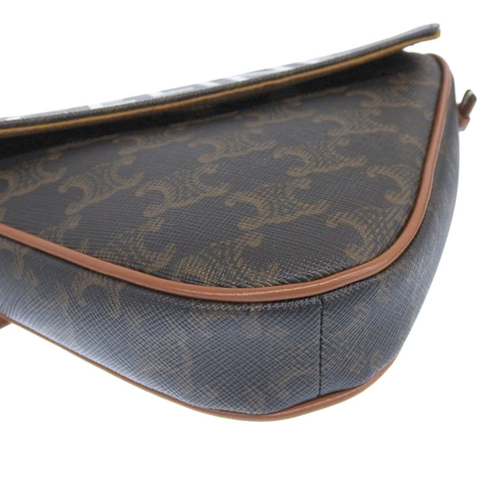 Celine Triangle Triomphe Canvas Shoulder Bag Brow… - image 3